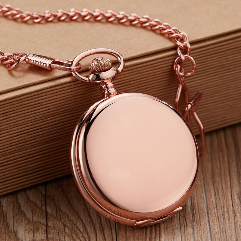 Vintage Rose Gold Smooth Quartz Zakhorloge Mannen Vrouwen Steampunk Hanger Fob Ketting Romeinse Zakhorloge Mannen Klok Mannelijke: pocket watch