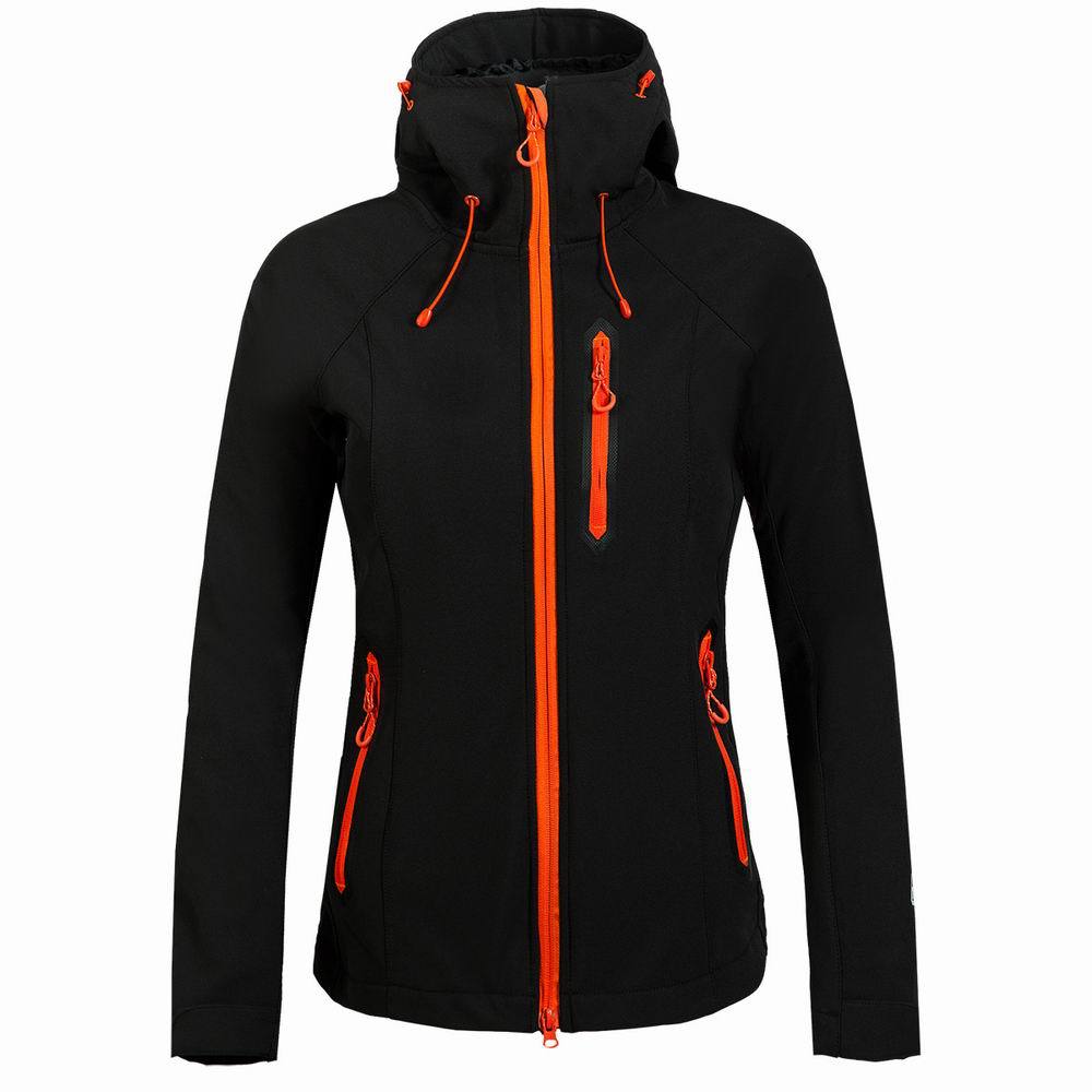 Winter outdoor women&#39;s Jacket Windproof Waterproof Hiking camping jacket Soft shell jacket Thick Trekking Ski Fleece coat: black / XL