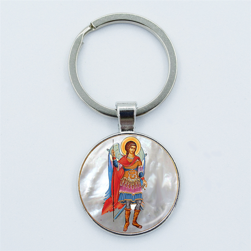 Aartsengel St.Michael sleutelhanger Bescherm mij Saint Shield Angel Protection hanger sleutelhanger Orhodox amulet christelijke sieraden cadeau