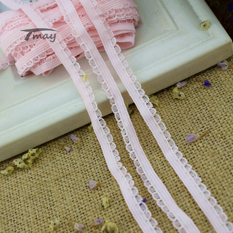 #1399 Latest Light Pink Colour Edge Elastic Bands Scallop rubber bands for hair Lace Trim Elastic Ribbon Baby Girl skirt