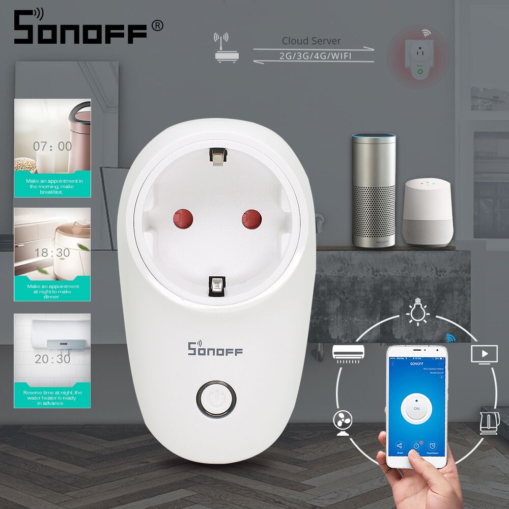 Sonoff  s26/ mini/basic wifi smart socket draadloze stekkerschakelaar eu-e/eu-f/uk/us /au 220v 10a werkt met google home automation alexa