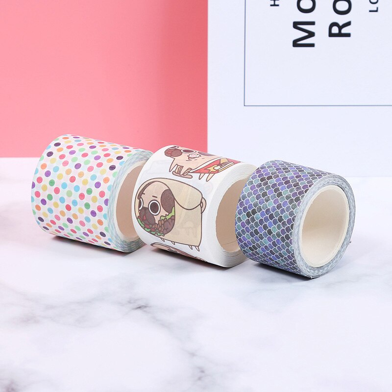 4cm * 5m lindo lunares de colores Washi Tape Kawaii gradiente sirena cinta adhesiva decorativa cinta adhesiva Scrapbooking papelería
