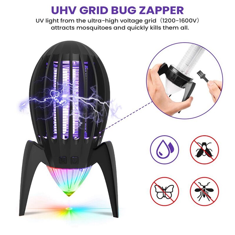 Electronic Mosquito Killer Aliens Exterior with Night Atmosphere Light 14-H Battery Life for Home Indoor