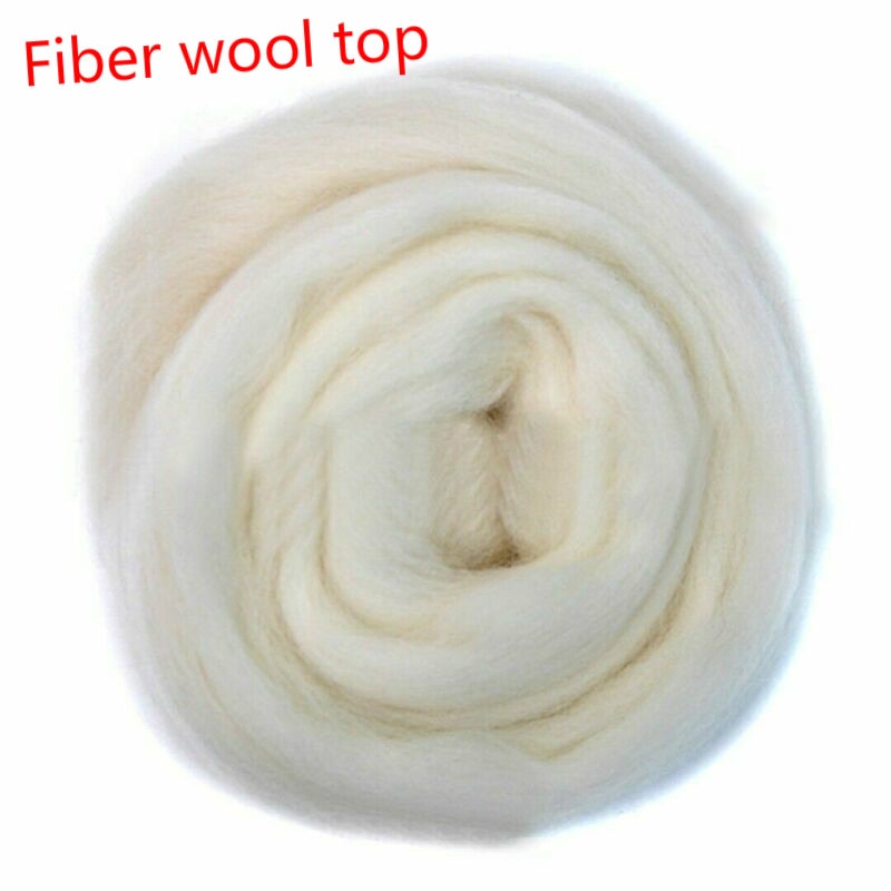 50g hvid fiber uld top, nåle stanset top roving farvet filt fiber, specielt til filt og spindemaskine.
