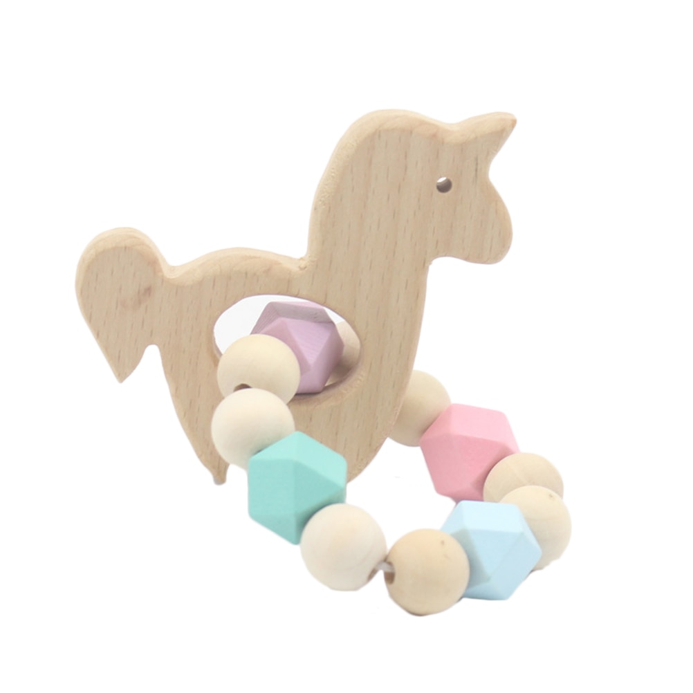 Baby Wood Teething Bracelet Toy Small Animal Shaped Jewelry Teether For Baby Teethe Toys Molar Bracelet Soother Bracelets #40: D