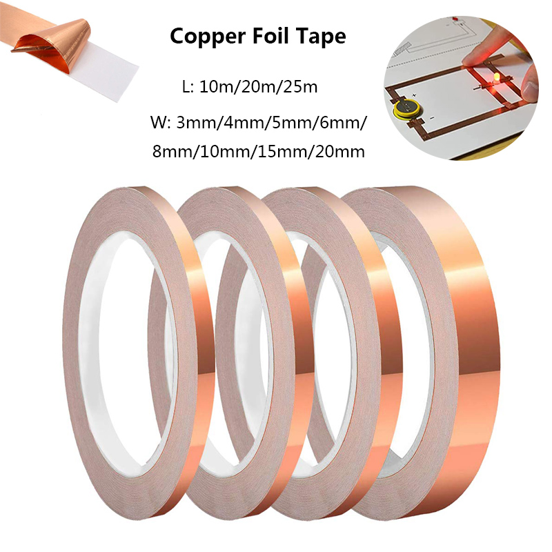 10M 25M Kupferfolienband einseitig leitfähiges Abschirmband Schneckenband Fleck Glas Haushaltsgerät DIY Kupferband