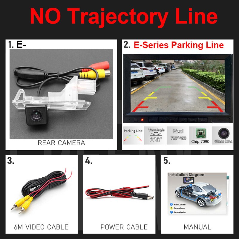 Caméra de recul pour voiture Renault Clio 3 III 4 IV, avec ligne de stationnement dynamique, pour voiture de à 16: No Trajectory Line