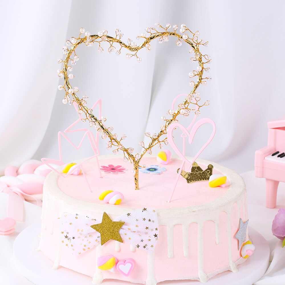 Hjerte ledet cupcakes kake toppers baby shower for girl gratulerer med dagen kake topper fest dekorasjon leverandører kake dekorere verktøy