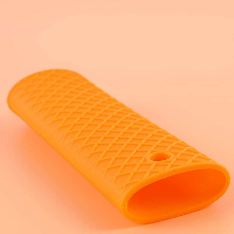 Sartén de silicona exclusiva para cocina, mango de funda para asa de cazo, cubierta antideslizante, agarre, utensilios de cocina, piezas de utensilios de cocina, accesorios de cocina: orange