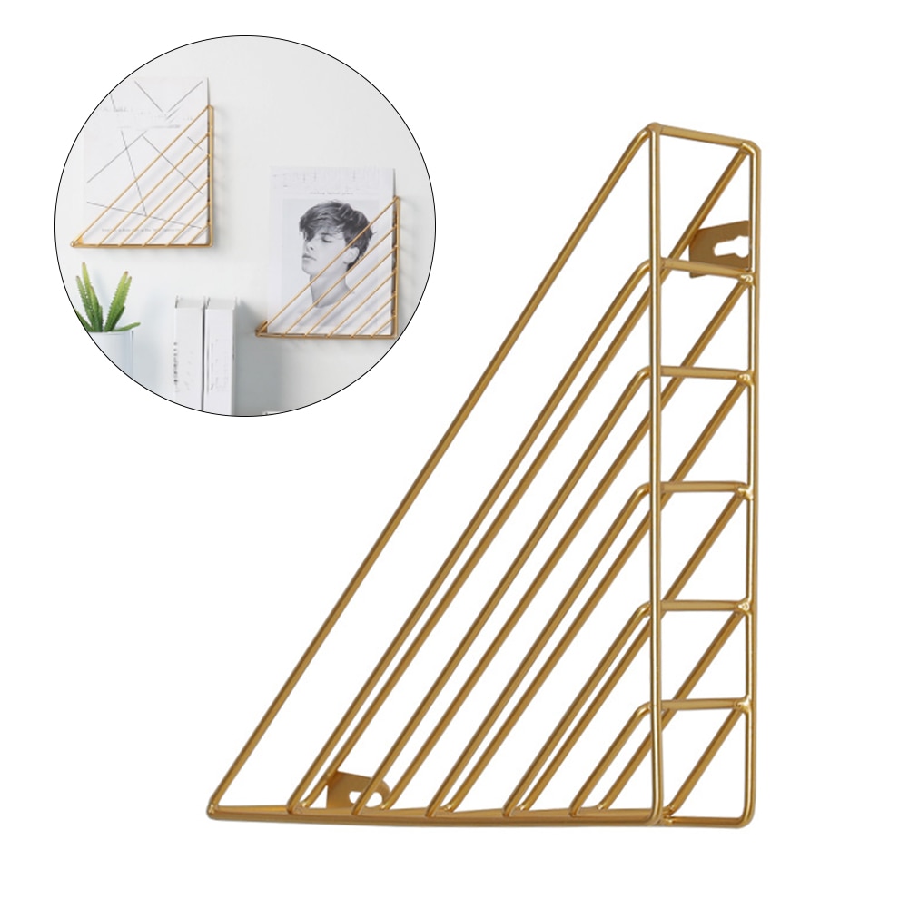 Metal Triangle Wall Shelf Wall Mounted Wall Decoration Magazine Book Storage Rack Crafts Display Stand Wall Shelves Home Decor