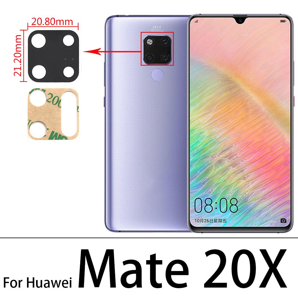 Huawei Mate 9 30 40 pro 10 20 lite 20x用のオリジナルのリアカメラガラス,接着剤付き交換ツール,2個: Mate 20X