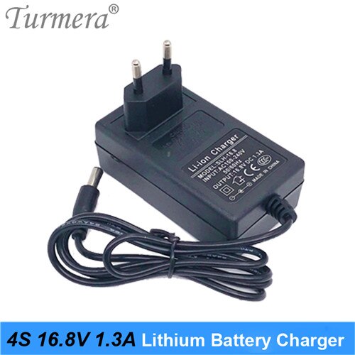 8,4 V 12,6 V 16,8 V, 21V, 25V 1A 2A 1.3A 18650 cargador de batería DC 5,5 MM * 2,1 MM para 2S 3S 4S 5S 6S Paquete de batería para destornillador de la batería: 4S 16.8V 1.3A