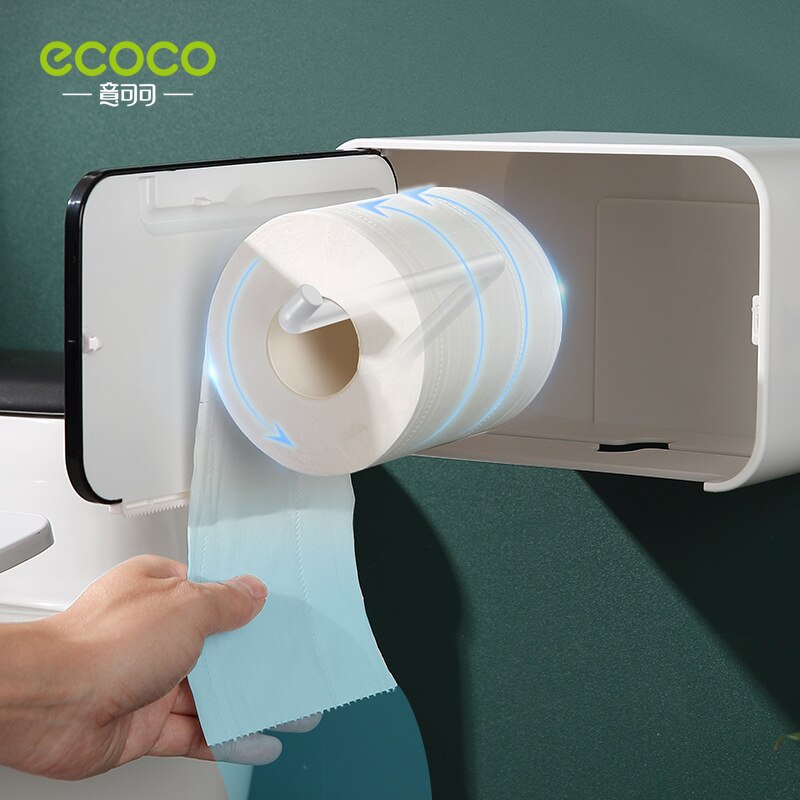 ecoco Waterproof Toilet Roll Holder,Toilet Paper Box,Bathroom Storage,Wall Mounted Tissue Box, Paper Roll Holder for Hotel Home