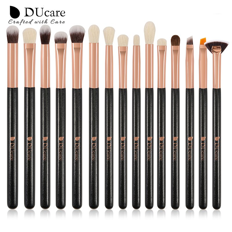 Ducare make-up børster sæt børste makeup børste 15 stk eyeliner øjenbryn shader øjenskygge blending børster naturligt-syntetisk hår