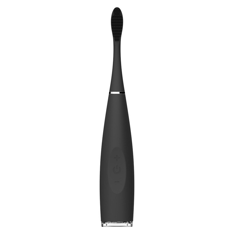 Cepillo de dientes eléctrico sónico de silicona, cepillo de dientes eléctrico de cerdas suaves, impermeable, Limpieza Profunda, cabezal de cepillo de grado alimenticio,: Black