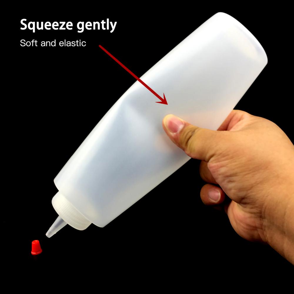 4PCS 250ML Plastic Needle-nosed Bottle Salad With scale Squeeze Bottle With Leak-Proof Cap Sauce Squeezable Bottle