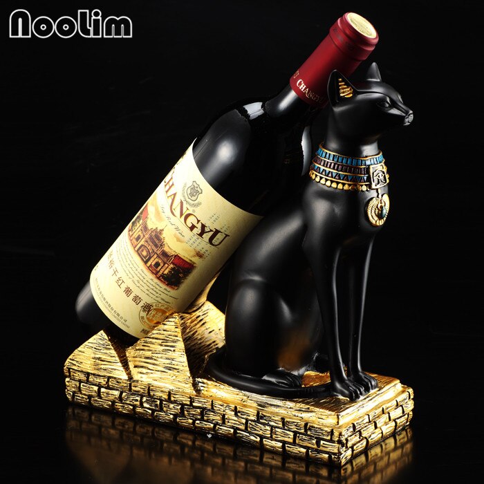 NOOLIM-Soporte de vino egipcio de resina para gato, el mejor sostenedor de botella de vino, Animal, diosa egipcia, accesorios de decoración para el hogar y el Bar