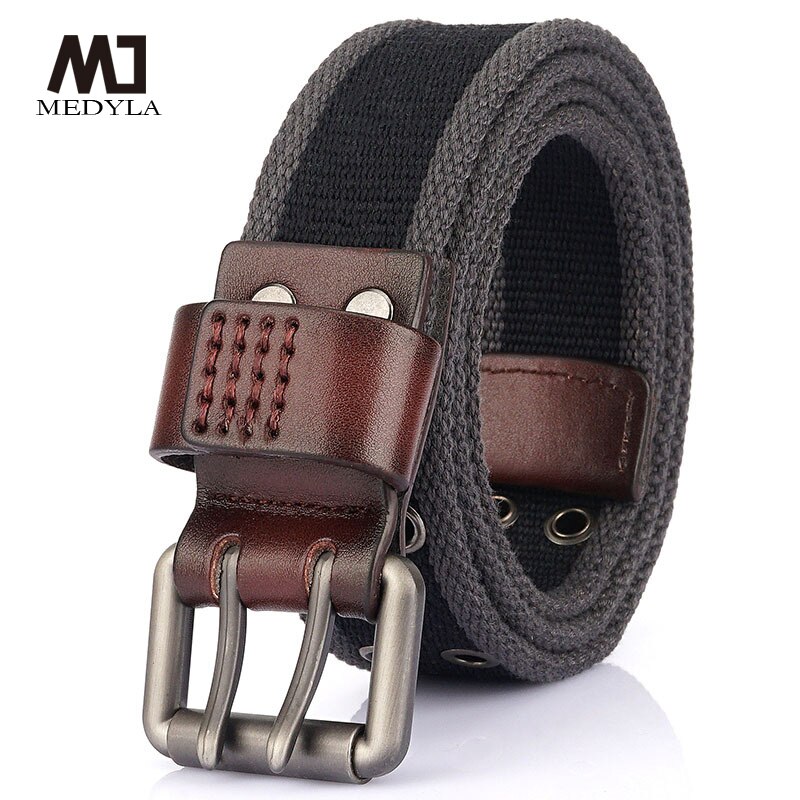 Medyla Canvas Riem Dubbele Pin Gesp Dubbele Gat Mode Toevallige Riem Voor Mannen En Vrouwen Student Riem MN2021A