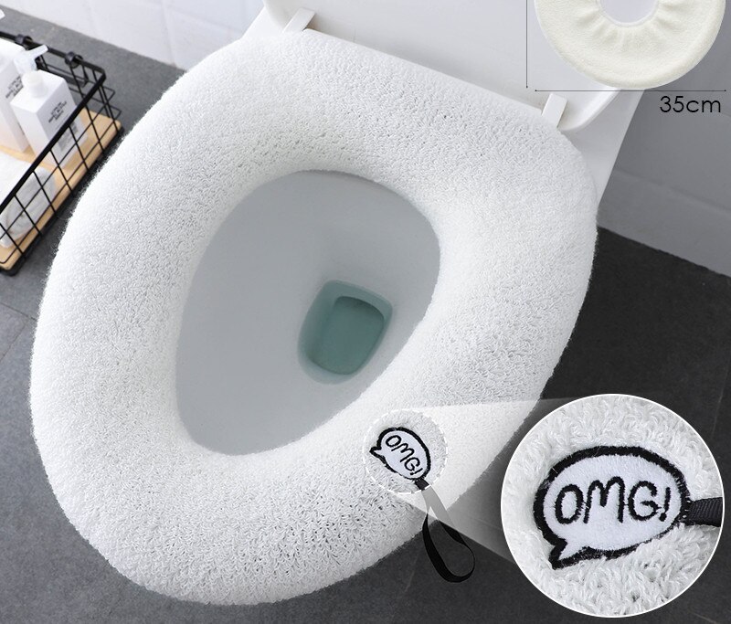 Winter Large Universal Keep Warm Waterproof Soft Toilet Mat Washable Thicken Bathroom Supplies Toilet Seat Cover Accessories: L