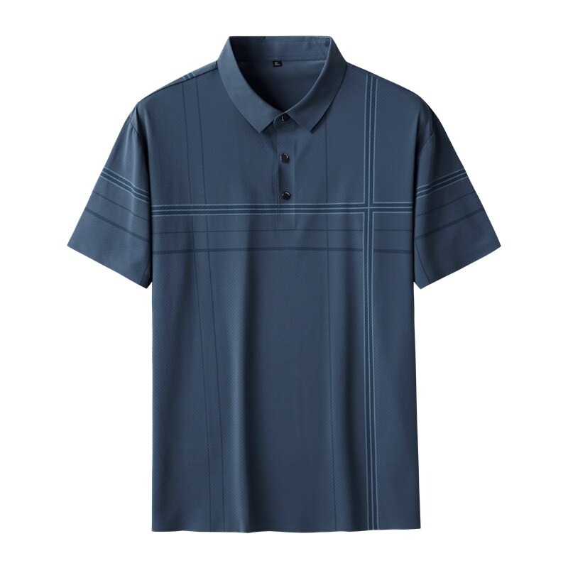8XL 7XL 6XL Summer Business Teeshirt Homme Loose Mens Polos Shirts Casual Short Sleeve Polo Shirt Men Clothing: Navy Blue / 5XL