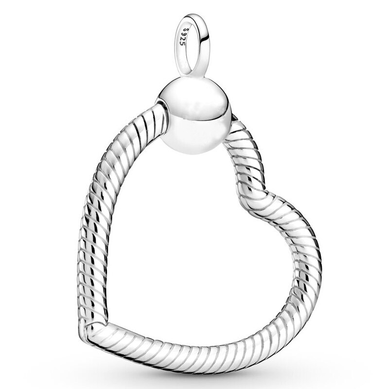 Abalorio de plata esterlina 925, accesorio con forma de corazón, pequeño, mediano, grande, corona con cuentas O colgante, compatible con pulsera Popular, joyería artesanal: 16