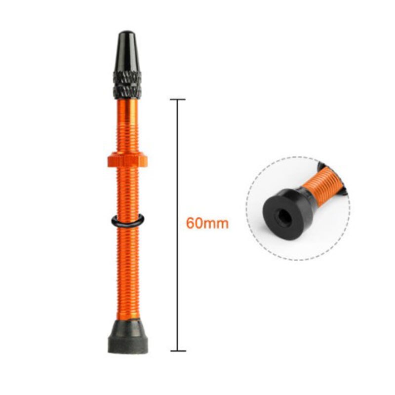 MTB Mountain Bike Carbon Rim Tubeless Valve Road Bicycle Aluminum Alloy French Presta Valve F/V 40MM 60MM: Orange 60