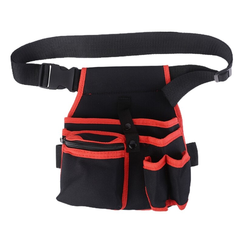 Multifunctional Tool Pouch Hardware Electrician Toolkit Drill Holster Waist Wrench Screwdriver Tool Bag: Red