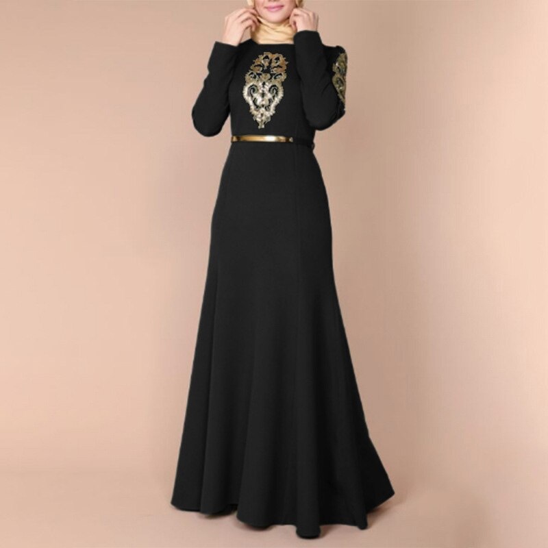 Moslim Vrouwen Kleding Zijn Arabische Kleding Jelaba Femme Musulman Jurk Kaftan Mujerплатьехалатhijab Femme Musulman Gewaad Etnische Dres: Black / L