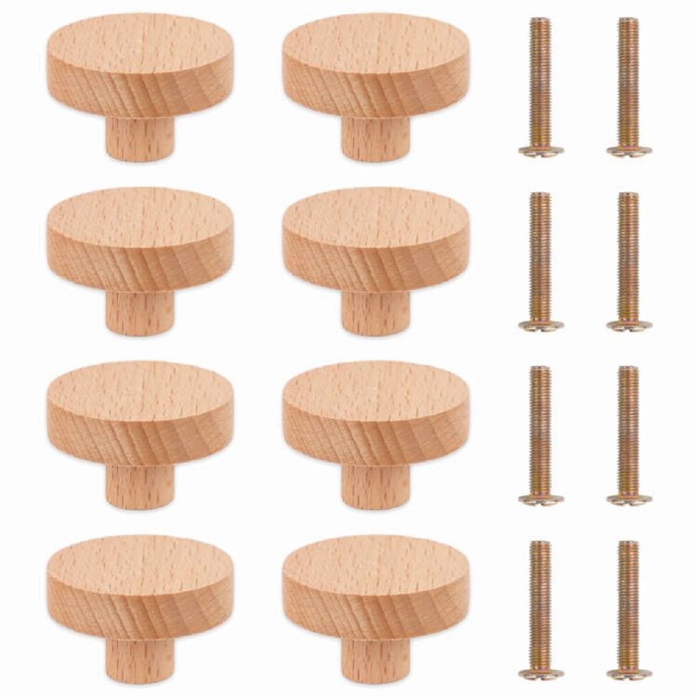 Round Wooden Cabinet Knobs Wood cupboard Furniture Wardrobe Drawer Pulls Handles with Screws for Wardrobe Dresser Closet: Blue