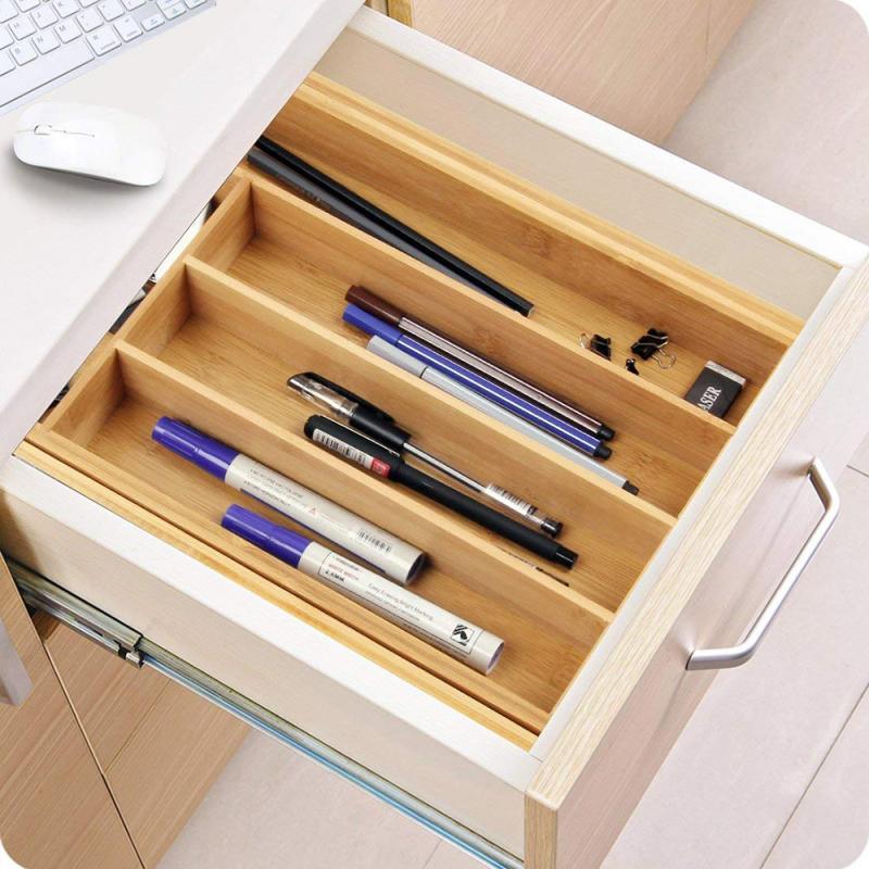 Bamboo Expandable Drawer Organizer Premium Cutlery And Utensil Spoon Cutlery Separation Oganizer Kitchen Drawer Divider Tray