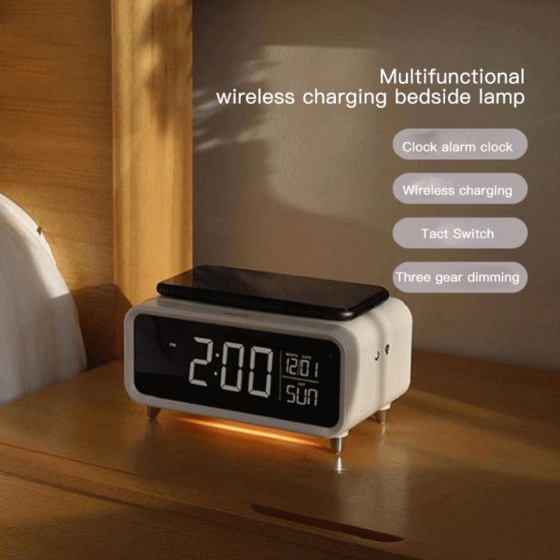 Wireless Phone Charging Digital LED Alarm Clock Radio Alarm Clock Speaker Display Home Decor Table Clock Despertador Night Light