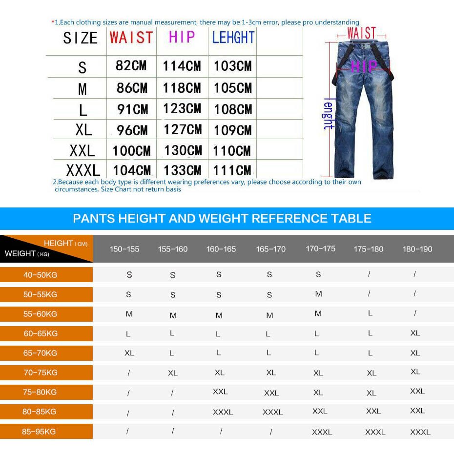 Professione invernale pantaloni da Snowboard in Denim pantaloni da sci da uomo all&#39;aperto pantaloni da neve impermeabili antivento vestiti da sci caldi traspiranti