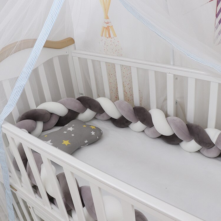 3m længde nordisk knude barneseng sengetøj sæt krybbe beskytter vugge kit sæt baby værelse dekoration: 2