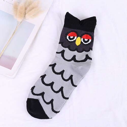 Harajuku Kawaii Socks Women Cotton Cartoon Cute Animal Owl Dot Print Happy Funny Socks Casual Middle Tube Autumn Winter Hip Hop: 2