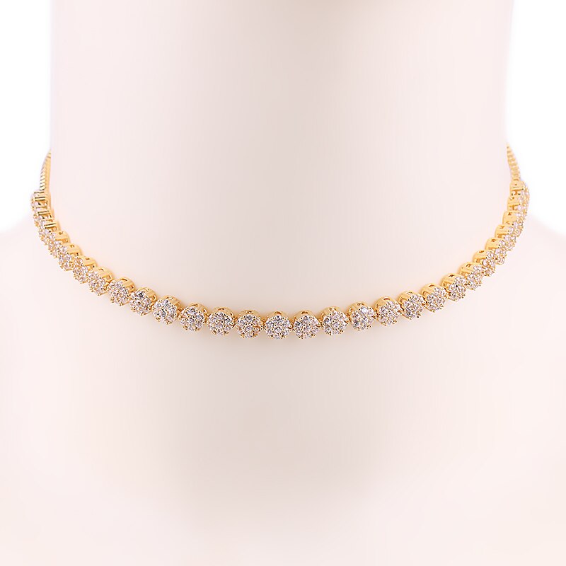 MIEG Marquesa Leaf Zirconia cúbica CZ, Gargantilla DE TENIS brillante, collares para mujer, joyería: 14K GOLD 009