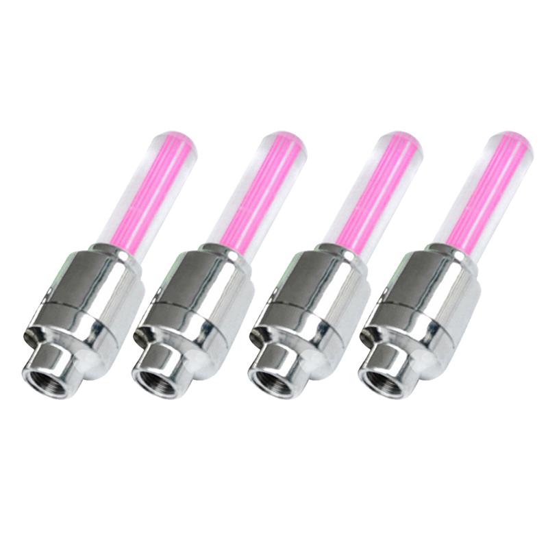 5Pcs Fiets Ventiel Licht Bike Valve Lamp Zeven Kleuren Tire Caps Led Lampen Flash Wiel Licht Voor Auto &#39;S fietsen Motoren: 4pcs Pink