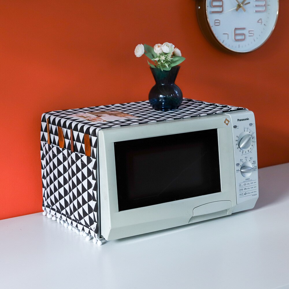Neue Mikrowelle Abdeckung Mikrowelle Haube Öl Staub Abdeckung mit Lagerung Tasche Küche Zubehör Liefert Hause Dekoration: 30x90cm Schwarz
