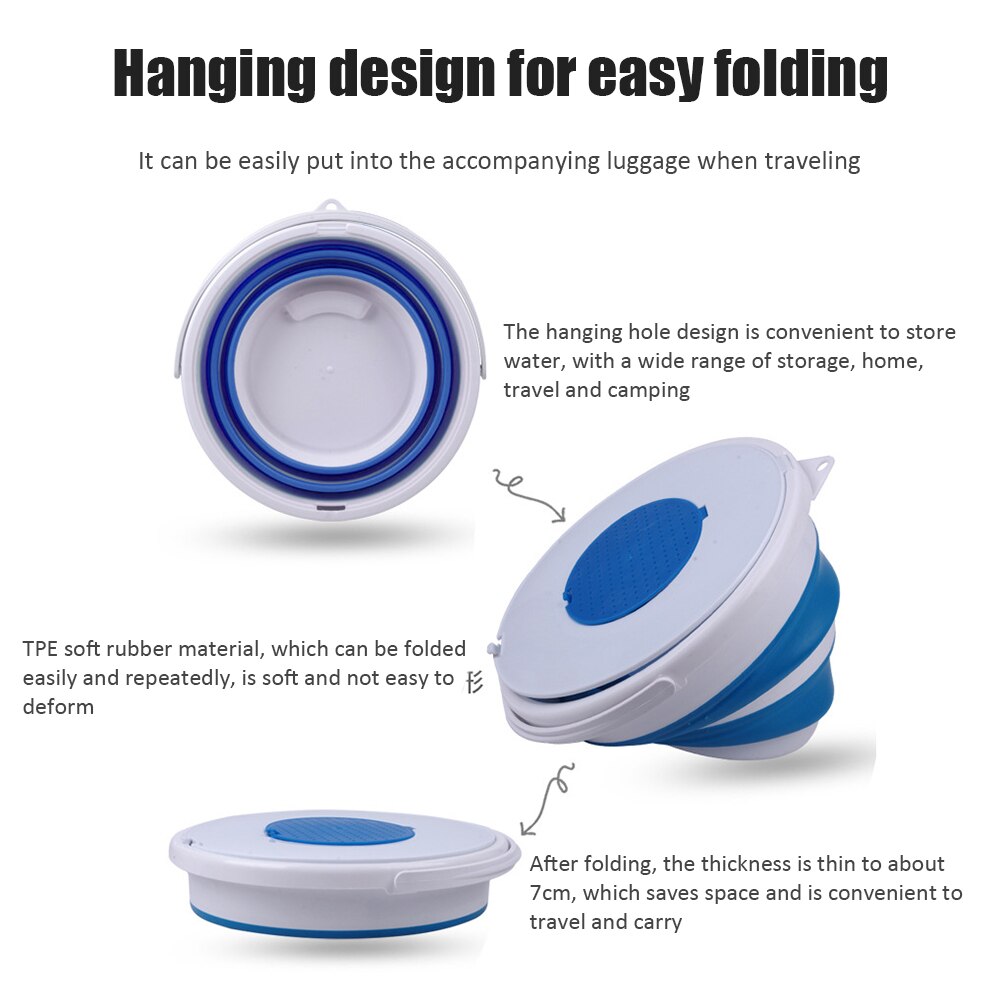 3/5L Collapsible Bucket Portable Bucket Lid Silicone Bucket Car Washing Children Outdoor Fishing Travel Home Storage Tools