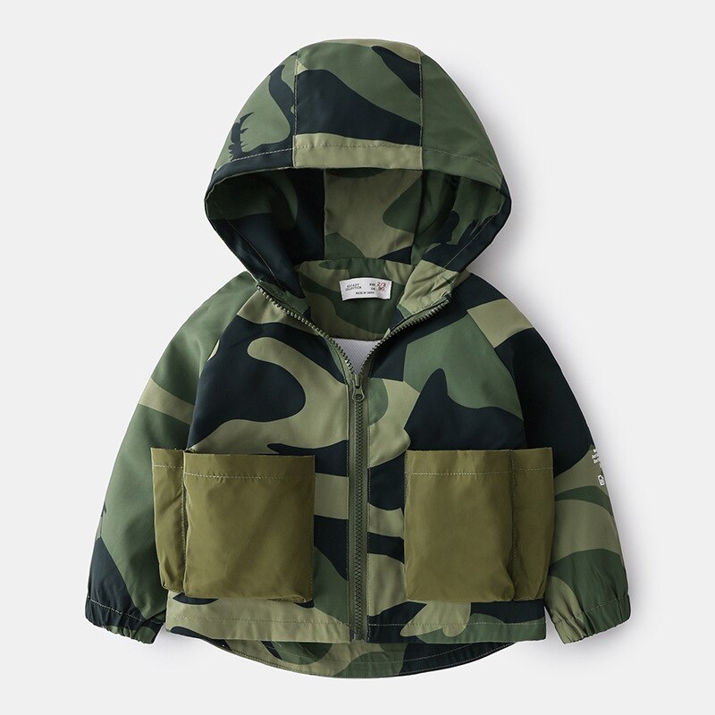 Veste imperméable pour bébé garçon de 2 à 7 ans, Blazer à capuche et Camouflage, printemps-automne