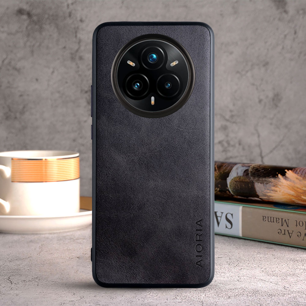 Etui til oppo realme 14 pro plus realme 13 pro plus 5g 4g coque luksuriøst vintage lædercover fundas til realme 14 pro etui: Sort / Rige 13