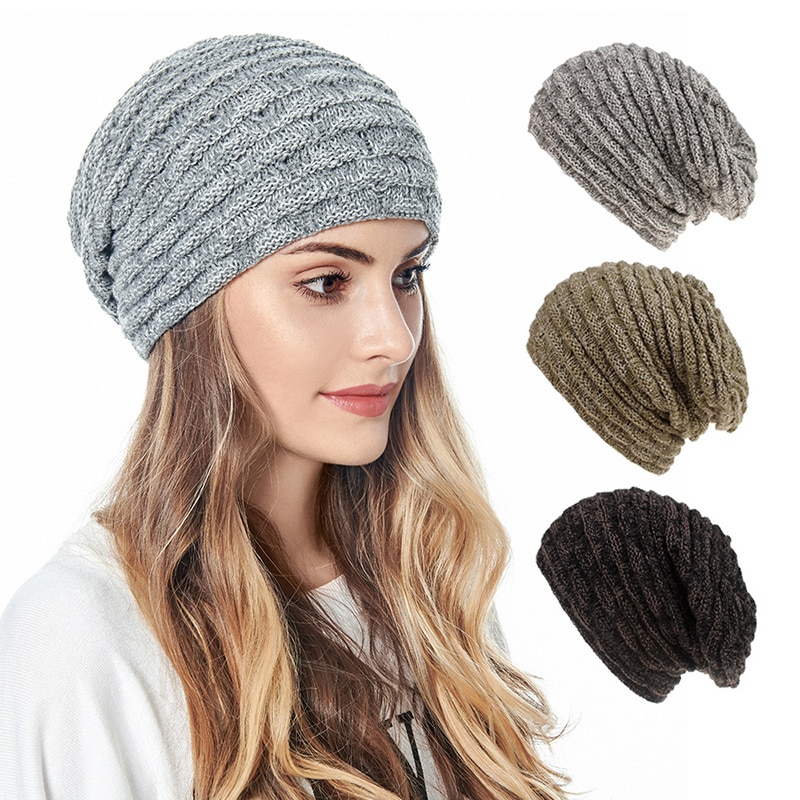 Gorro de malha chapéu redondo dobras ao ar livre tampas para o inverno feminino chapéu de malha gorro quente chapéus boné de lã hip hop capa de cabeça macia
