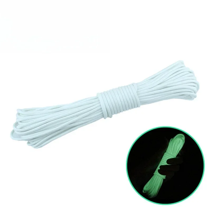 10M Paracord 550 Camping Survival Glow Touw Lanyard Edc Gloeiende Parachute 9 Deelt Outdoor Koord Accessoires Klimmen Wandelen: WHITE