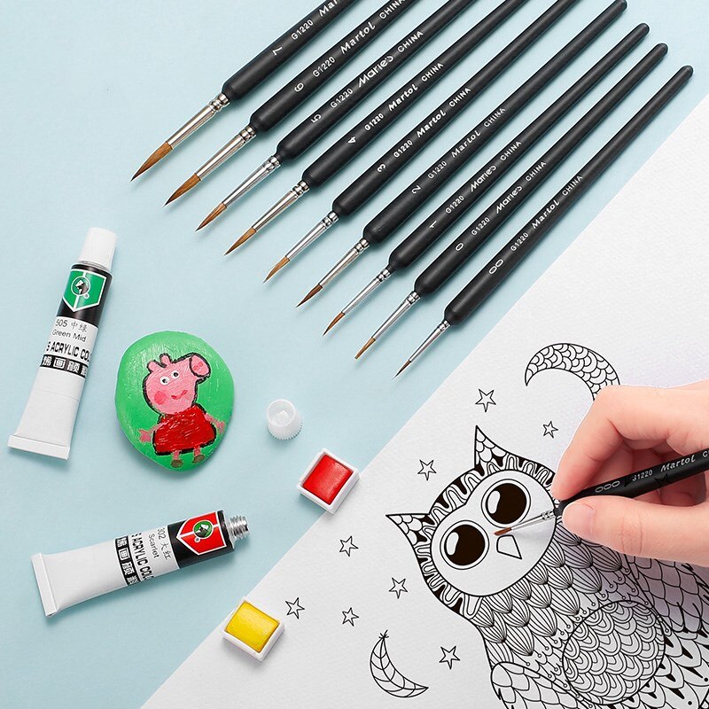 Dingyi Fijn Wezel Haar Dunne Haak Lijn Kwast Pen Set Kunstenaar Voor Gouche Aquarel Olie Acryl Schilderen Nail Art levert