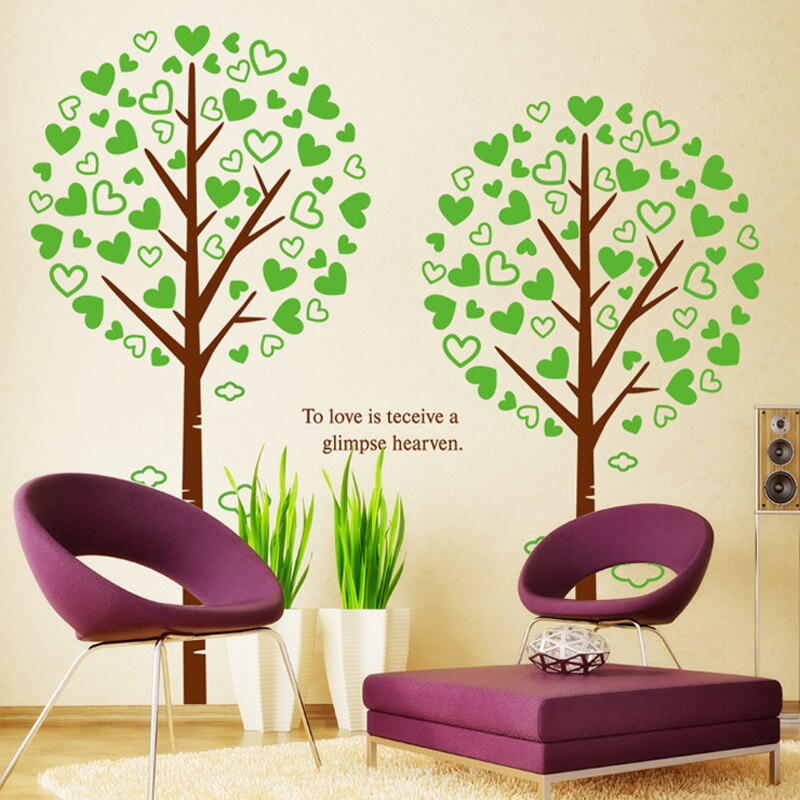 Aftagelig stort familiefoto træ wallstickers pvc selvklæbende vægmaleri kunst boligindretning børn soveværelse stue dekoration