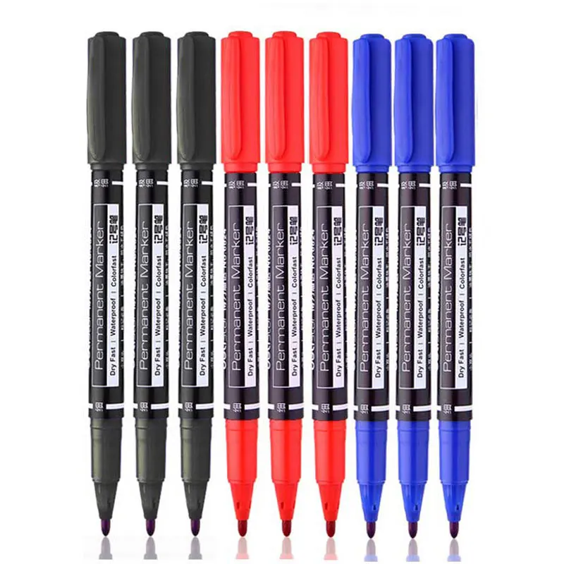9pcs/Set Permanent Paint Marker Pen Oily Waterproof Black Pens for Tyre Markers Quick Drying Signature Pen Stationery Supplies: 9 pcs Color mixing