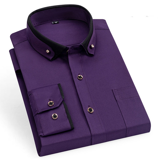 Nueva Camisa de vestir de negocios para hombre, Camisa Social de manga larga con botones, ropa informal antiarrugas para de boda y oficina para hombre: 42 / Rosa