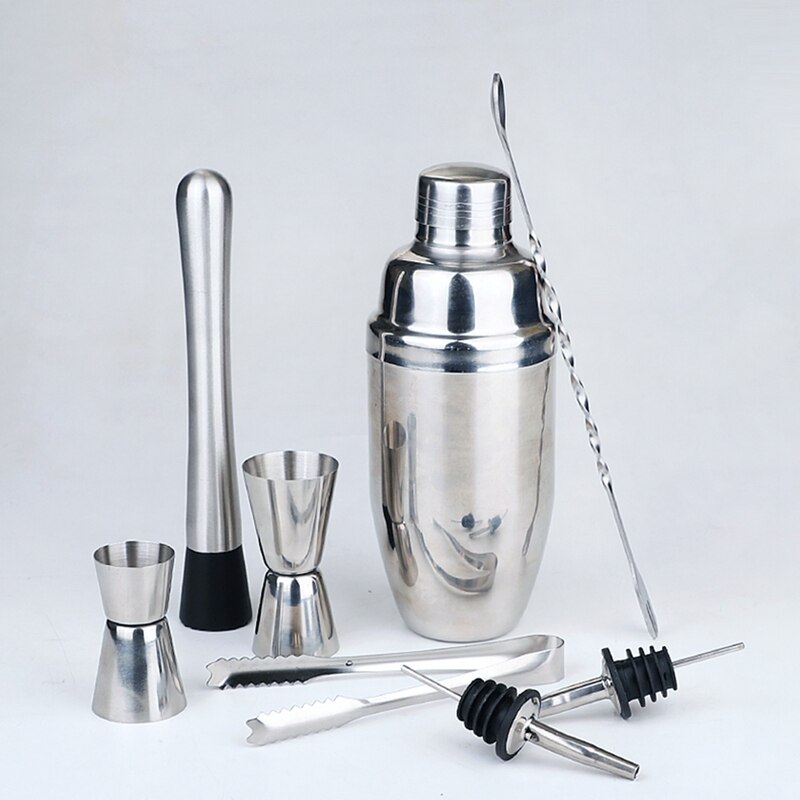 Stainless Steel Bartender Set Cocktail Bar Bartending Tools Full Set of Home Novice Snow Grams 9-Piece Set