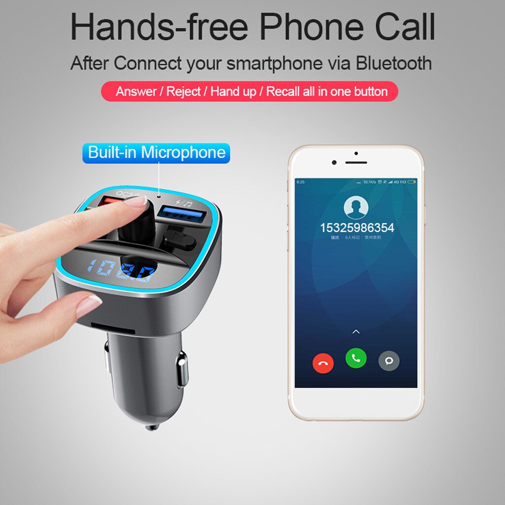 Bluetooth 3.0 FM Transmitter Car Kit MP3 Modulator Player Wireless Handsfree Audio Receiver Dual USB Fast Charger 3.0A