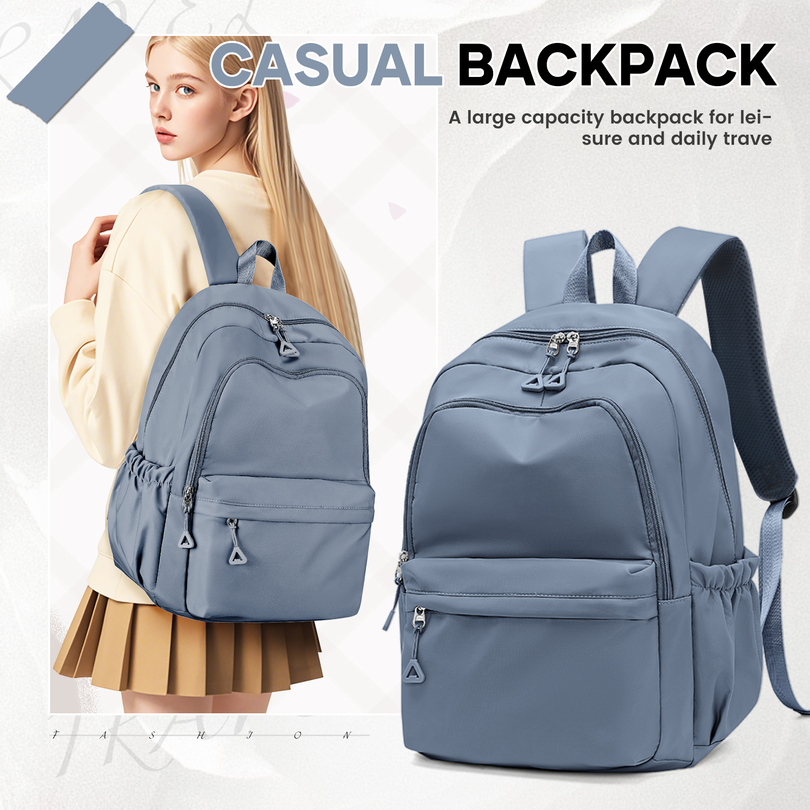 Schulrucksäcke für Teenager, Handgepäck-Rucksack, Kinderrucksack für Jungen und Mädchen, lässiger Reiserucksack, Wochenendtaschen für Damen: Blau