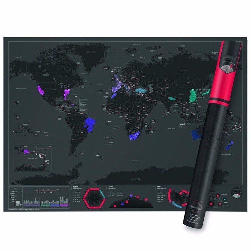 Scratch Map Goudfolie Zwarte Kras Kaart Reizen Wereld Scratch Off Folie Layer Coating Wereld MapSchool Office Supply